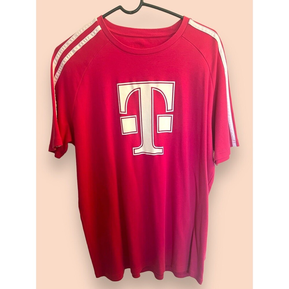 T-Mobile T-Shirt Tee Unisex Pink Striped Employee Uniform Workwear Shirt Large